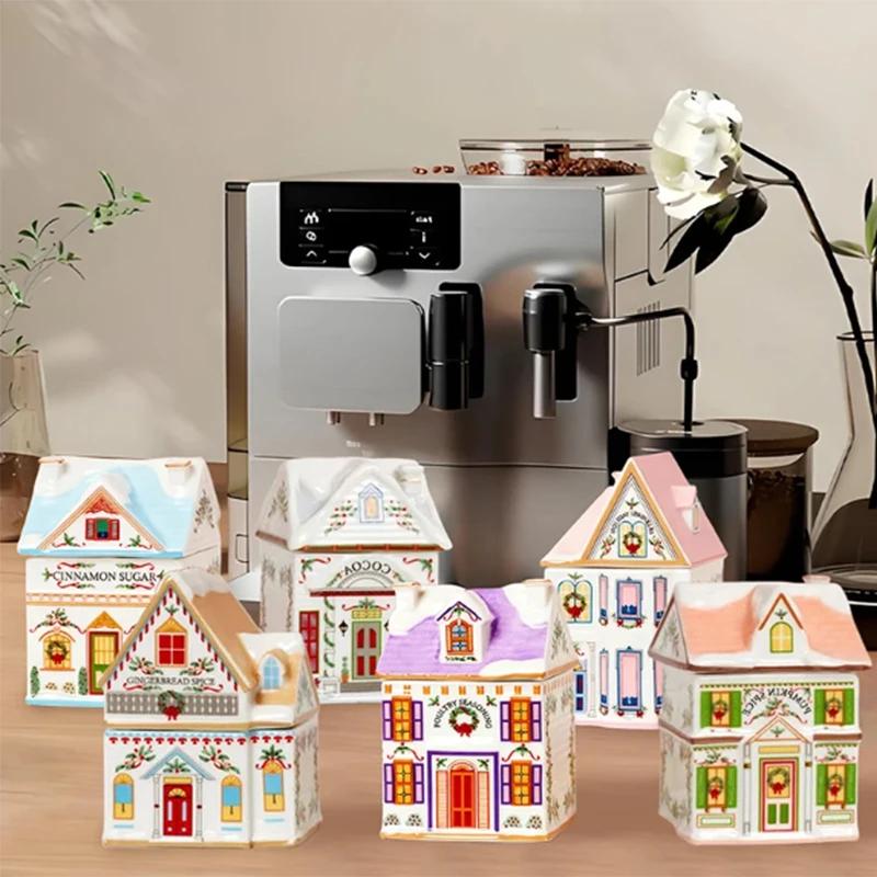 Resort Spice House Sugar Bowl Mini Small House Seasoning Storage Jar Tea Jars Holiday Decoration Storage Box Kitchen Accessories