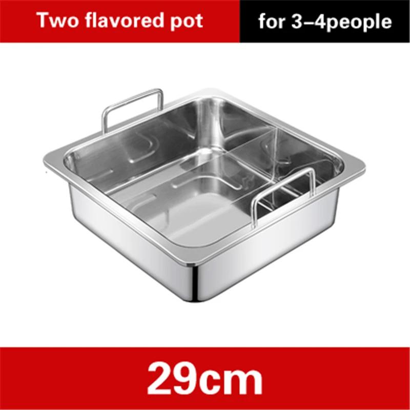 Extra thick stainless steel square hot pot Stewed Mandarin Duck with Ears Hotpot for induction cooker Mother and son pot hotpot