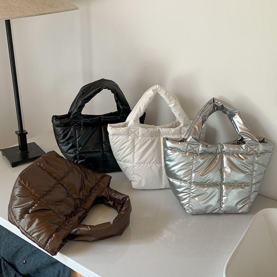 Herbst und Winter Neue Tasche für Damen Pendler Handtasche PU Weiches Leder Tragetasche für Damen Große Kapazität Baumwollkleidung Wolkentasche