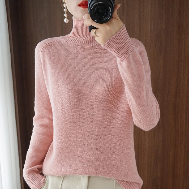 Wool-Blend Women's High Collar Raglan Sweater - 2024 Autumn/Winter Collection
