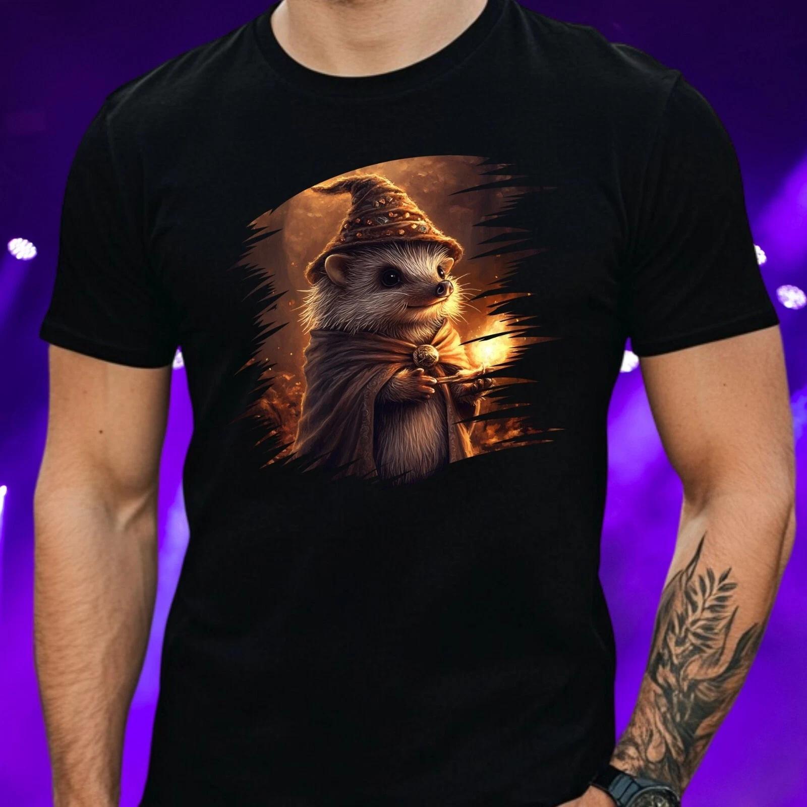 T-Shirt Herren Zauberer Igel Motiv Baumwolle Größe S bis 5XL M