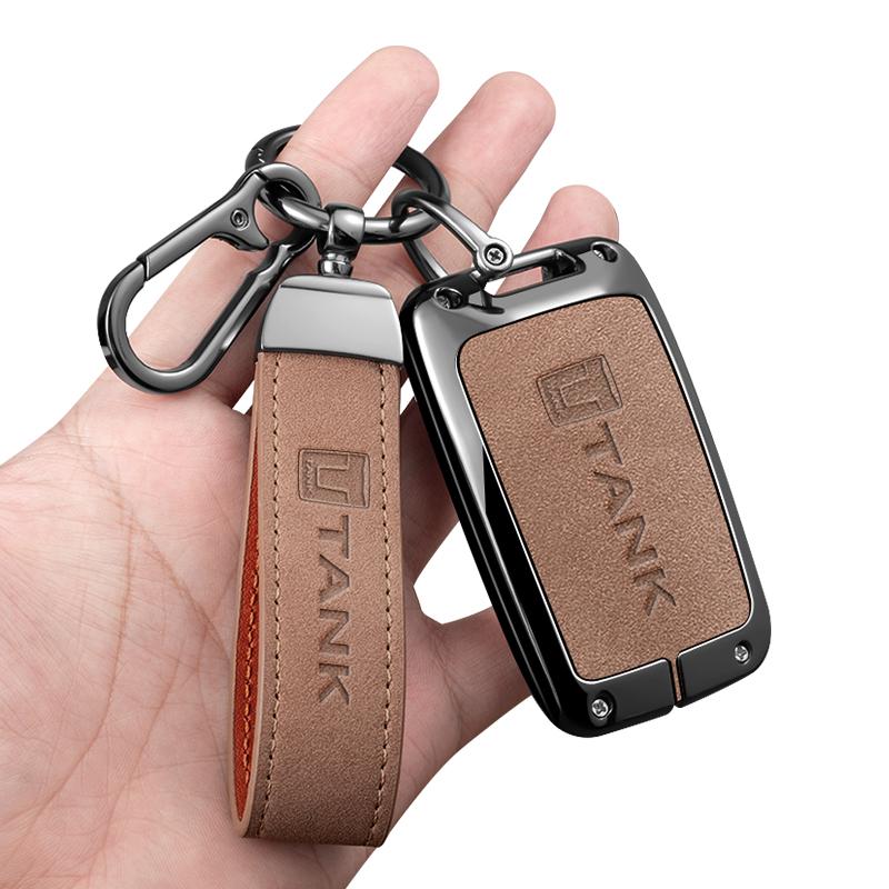 Zinc Alloy Car Key Case Cover Shell for GWM Tank 300 500 Protection Key Bag Set Keychain Keyring Auto Interior Accessories