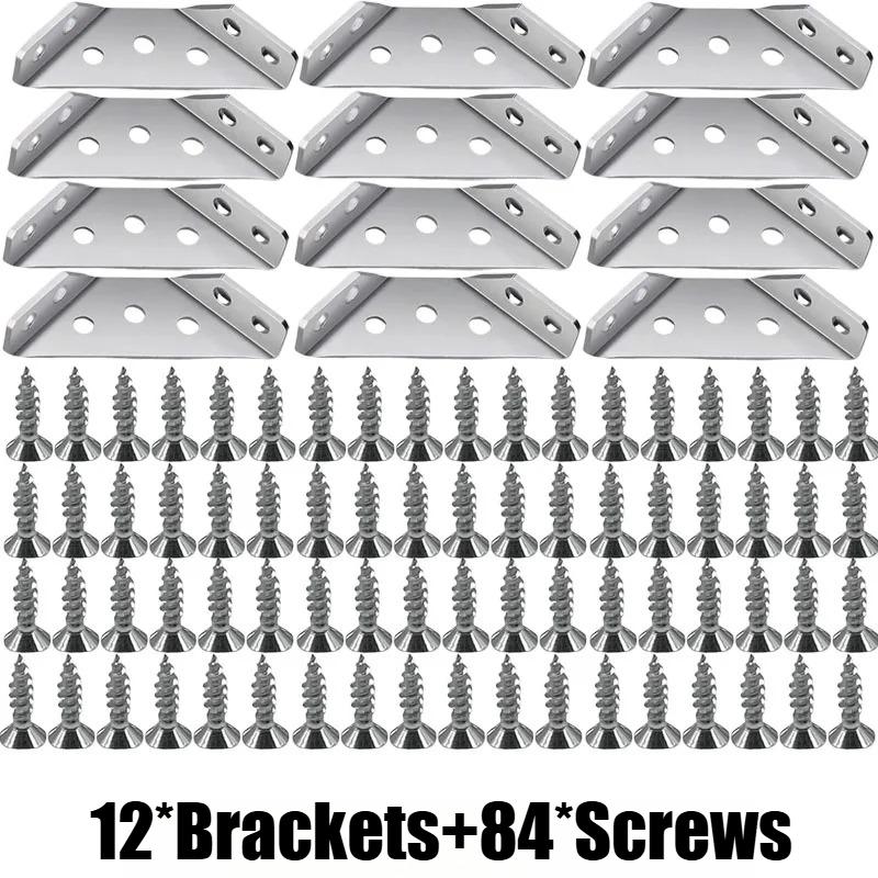 Vinkelbeslag Rostfritt Stål Möbelvinkel Hyllkoppling Skåpstöd Fästram Vinkelbeslag med Skruv