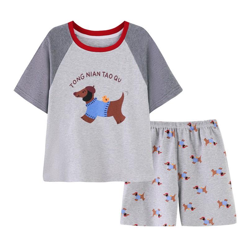 Girls Cartoon Print Short Sleeve Cotton Pajama Set Sleepwear Comfortable Home Outfit Ages 8