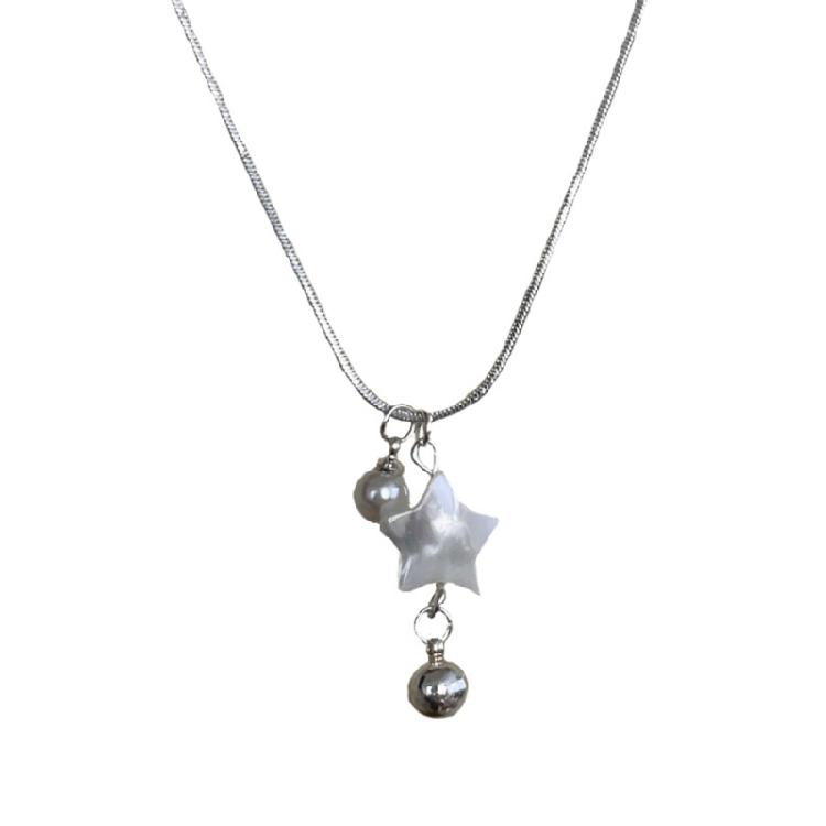 

Pearls Star Pendant Necklace Sweet Cool Clavicle Chain Choker Neck Chain 1