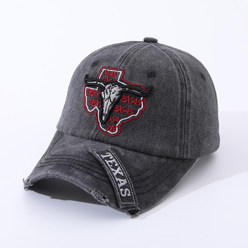 Cappello da Sole con Ricamo Patch Testa di Mucca in Cotone Lavato Cappellino da Baseball Cappello da Sole Cappello da Esterno Cappellino alla Moda
