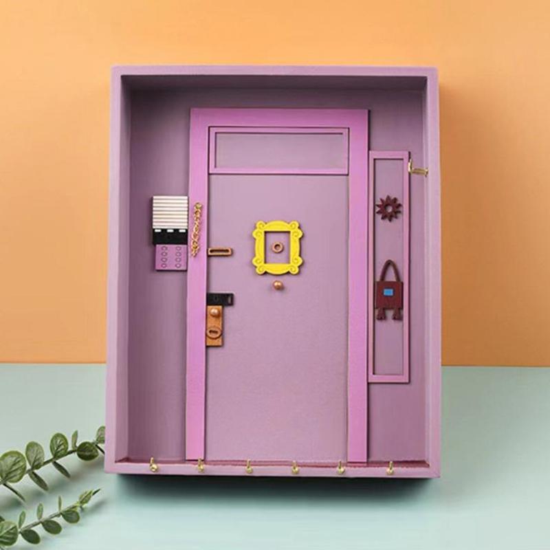 Door Key Holder Wood Box Hanging Key Wooden Hanger Storage Rack Organizer Shelf Home Wall Decor Crafts Gift фиолетовый
