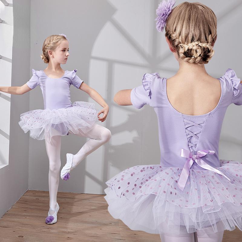 Girls Ballet Dance Tutu Dress Kids Short /Long Sleeves Tulle Bowknot Skate Gymnastics Christmas Birthday Party Leotard Dancewear