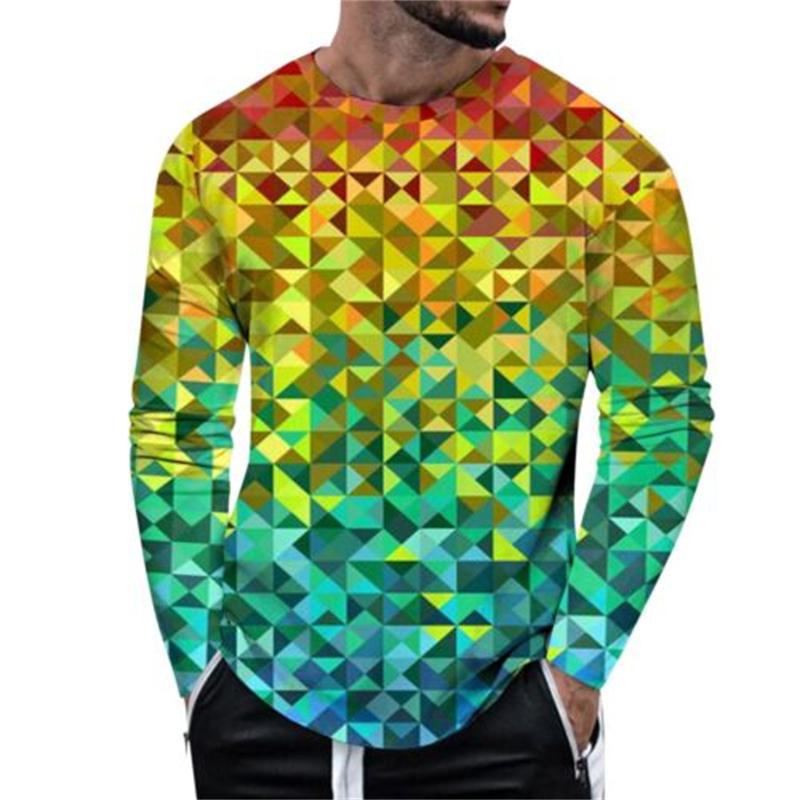 Spring Autumn Long Sleeve Men's 3D T-Shirts Arnival Sequin Street Pattern Printing Male Tops 4XL Plus Size Loose Casual Tees