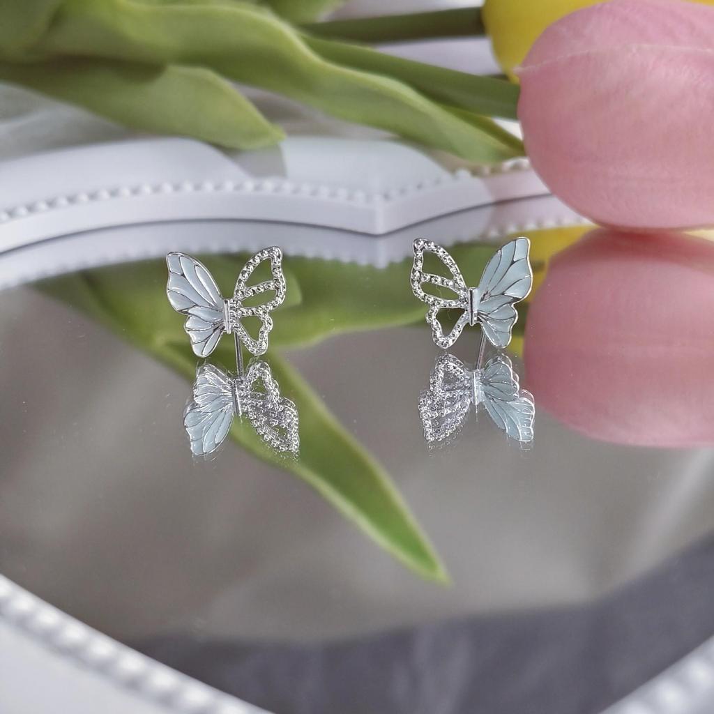 Fall in Love - Pink Zircon Butterfly Earrings: High-End, Light Luxury Design for Women (2025)