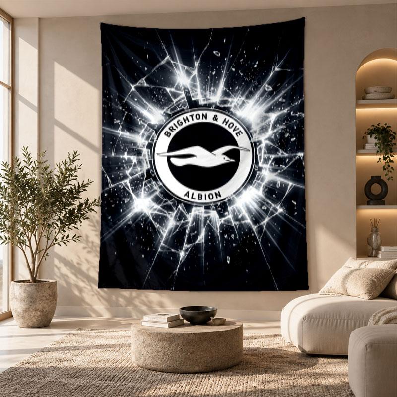 Arazzo Decorativo, Arte da Parete Stampato Calcio Brighton & Hove Albion, Appeso a Parete Leggero per Sfondo Camera da Letto