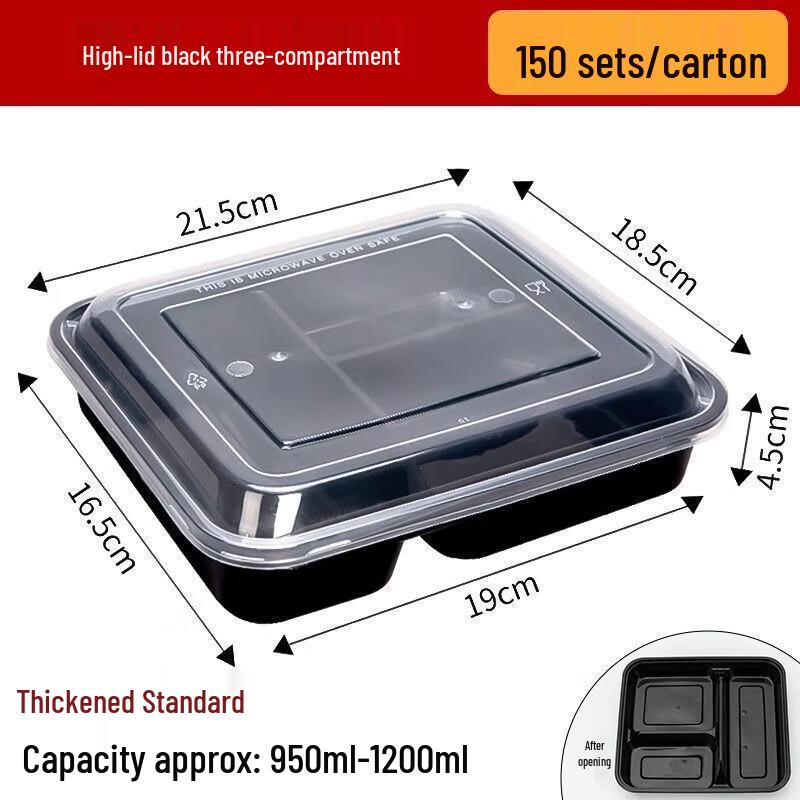 

Anfeng 3-Compartment Disposable Food Containers, 1000ml
