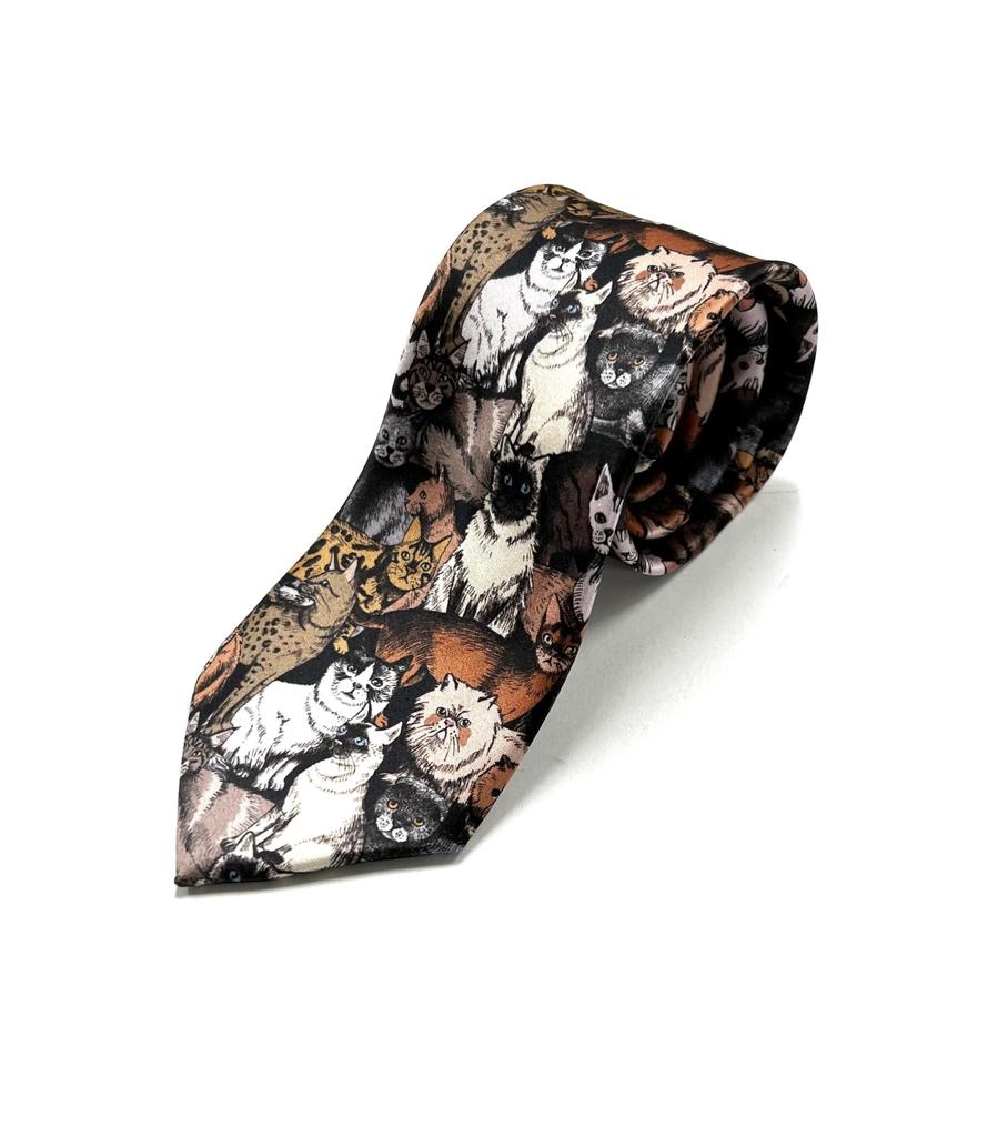 [HANG OVER] Necktie - Realistic Cat Collection - Silk Touch Polyester - Stylish and Cute - Men's Business Casual - Regular Width 8cm - Perfect for