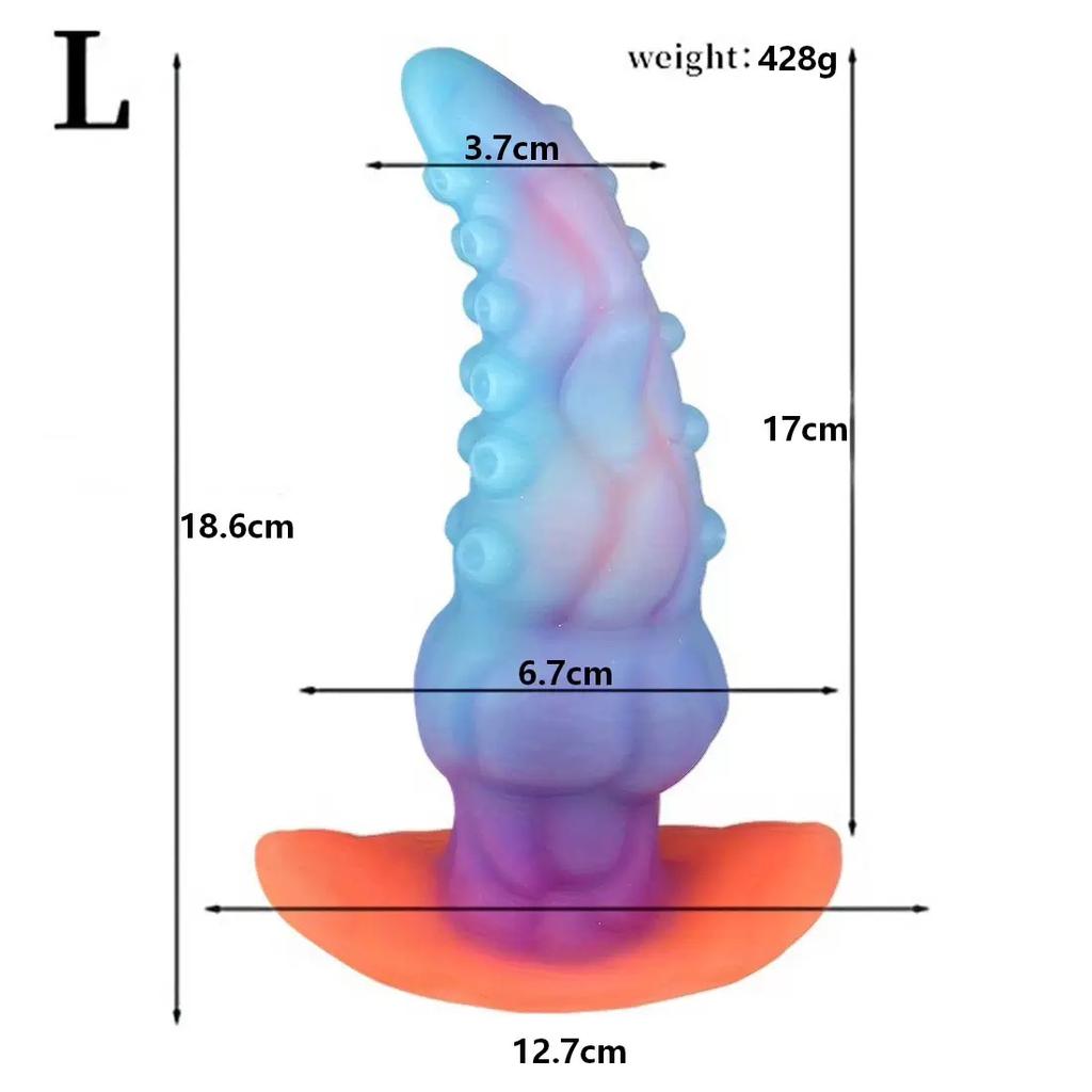 Glow in The Dark Tentacle Silicone Toy,Wearable Liquid Silicone Design,Granular Texture,Strong Suction Cup,Fantasy Collection,Soft Premium Material