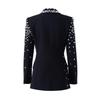 2025 Autumn/Winter Women's High-End Slimming Rhinestone Suit Jacket with Waist-Cinched Design