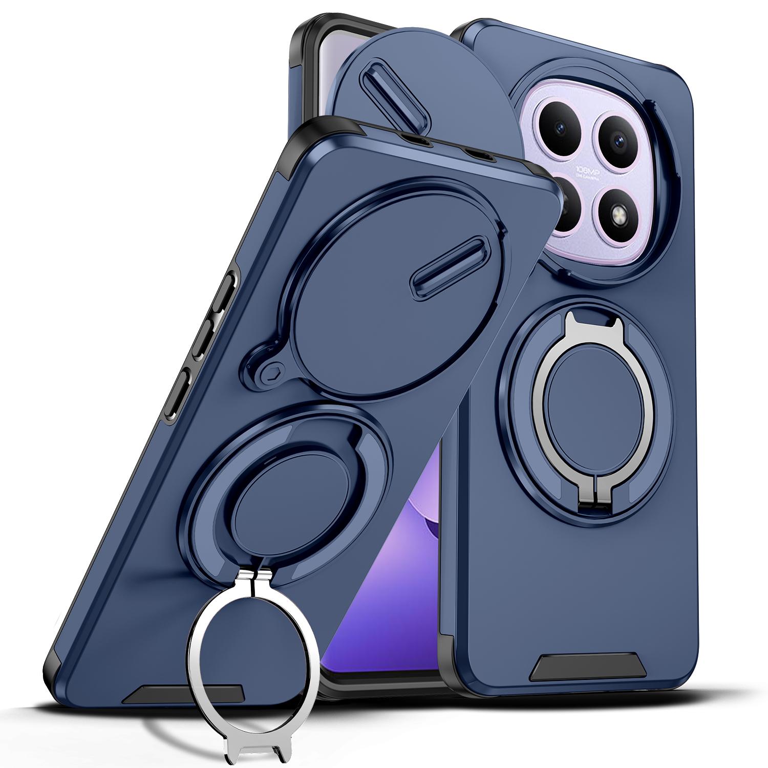 

Чехол Funda Coque с кольцом-держателем и двойным слоем для линз для Xiaomi POCO M8 Pro 5G F8 Ultra XIAO MI Poco F7 X7 X6 Pro POKO Poco M8 синий
