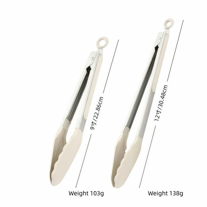 High-Temperature Resistant Stainless Steel Silicone Kitchen Tongs for Stir-Frying and Grilling