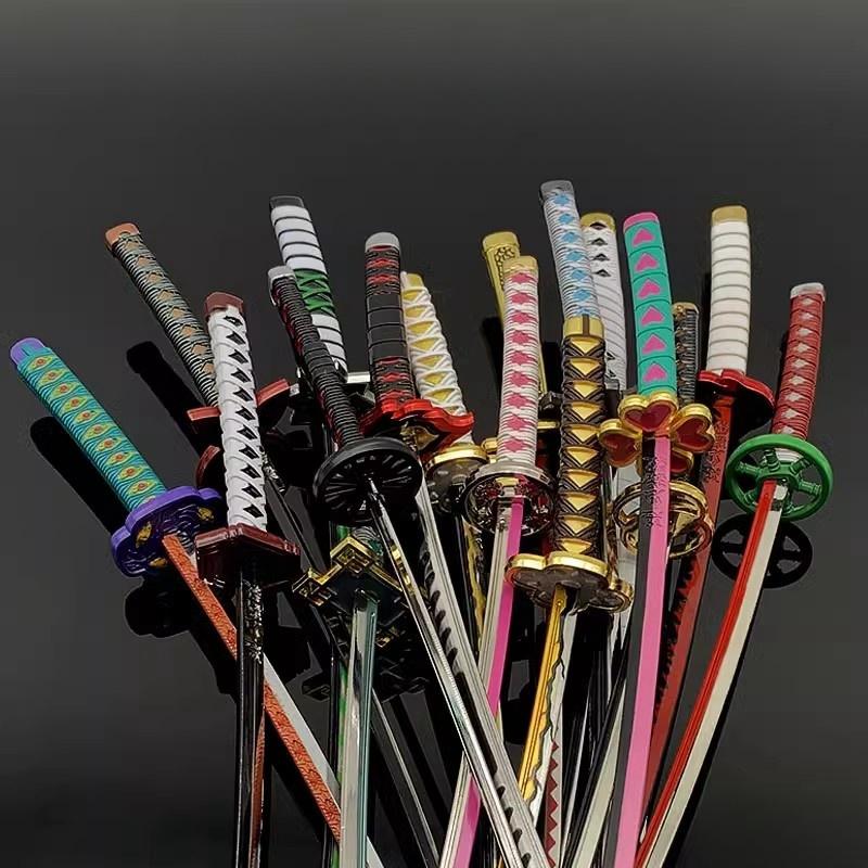 25cm Metall Demon Slayer Katana Ainme Kimetsu No Yaiba Tanjirou Mini Stahl Schwert Echte Größe Japanisches Katana Samurai Säbel Kinderspielzeug