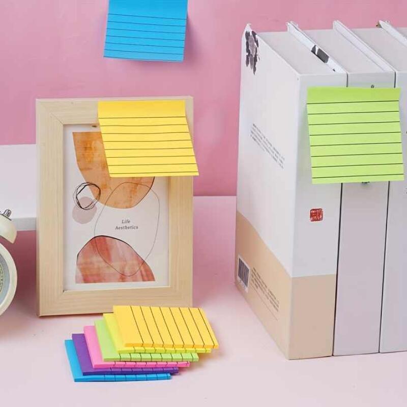 Lined Sticky Notes Self Adhesive Memo Pad Colorful Message Paper For Office School Supplies