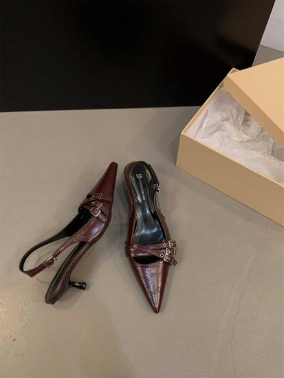 Stylish Low-Heeled High Heels for Women - Thin Heel, Pointed Toe, 2026 Spring/Summer, Silver, Black, French Closed-Toe Sandals