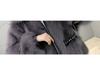 Korean Style Grey Faux Fur Batwing Sleeve Rivet Winter Coat for Women