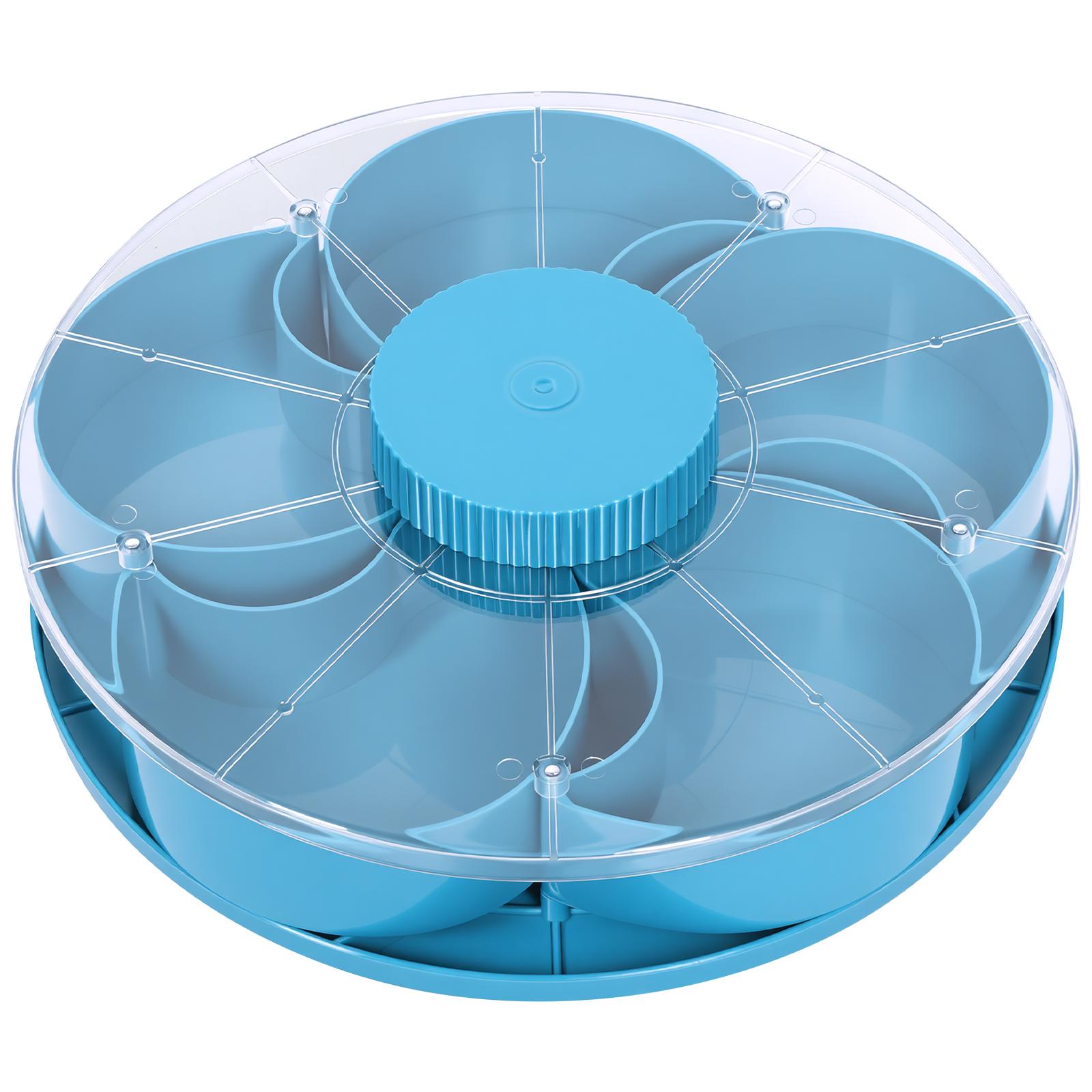 

5 Compartments Rotation Divided Serving Tray Food Snack Fruit Tray Container with Cover Kitchen Portable Storage Box синій