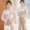 2026 Summer New Chinese National Style Loose Shirt for Middle-Aged and Elderly Women