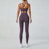Fünfteiliges nahtloses Fitness-Set für Damen: Sport-BH, Yogahose, Yoga-Top, Laufanzug