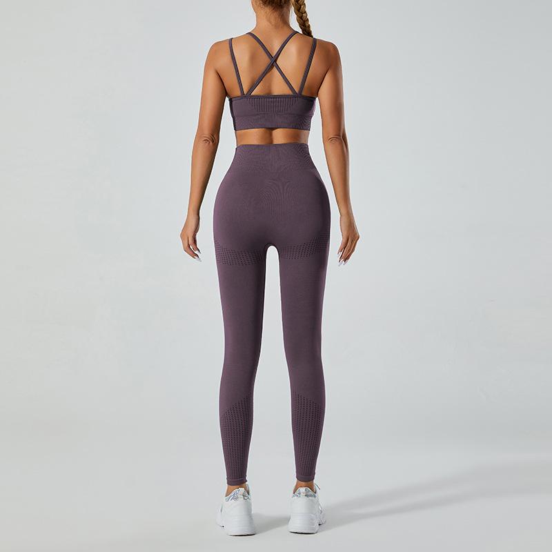 Fünfteiliges nahtloses Fitness-Set für Damen: Sport-BH, Yogahose, Yoga-Top, Laufanzug