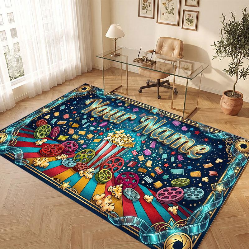 Celebration Theme Crystal Velvet Floor Rug Personalized Custom Name Text Warm Carpet Home Decoration
