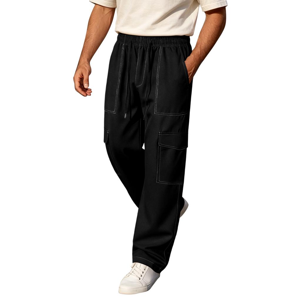 Herren Cargohose im Relaxed Fit mit mehreren Taschen, elastischem Bund mit Kordelzug und Utility-Design für Freizeitkleidung