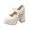 French Fashion Mary Jane Single Shoes 2025 New Spring and Summer Versatile Thick Heel Shallow Mouth One-word Buckle Strap High Heels Women