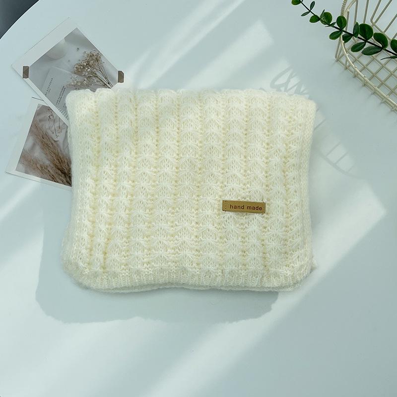 Korean-Style Red Wool Knit Scarf - Versatile Winter Neck Warmer for Women & Couples