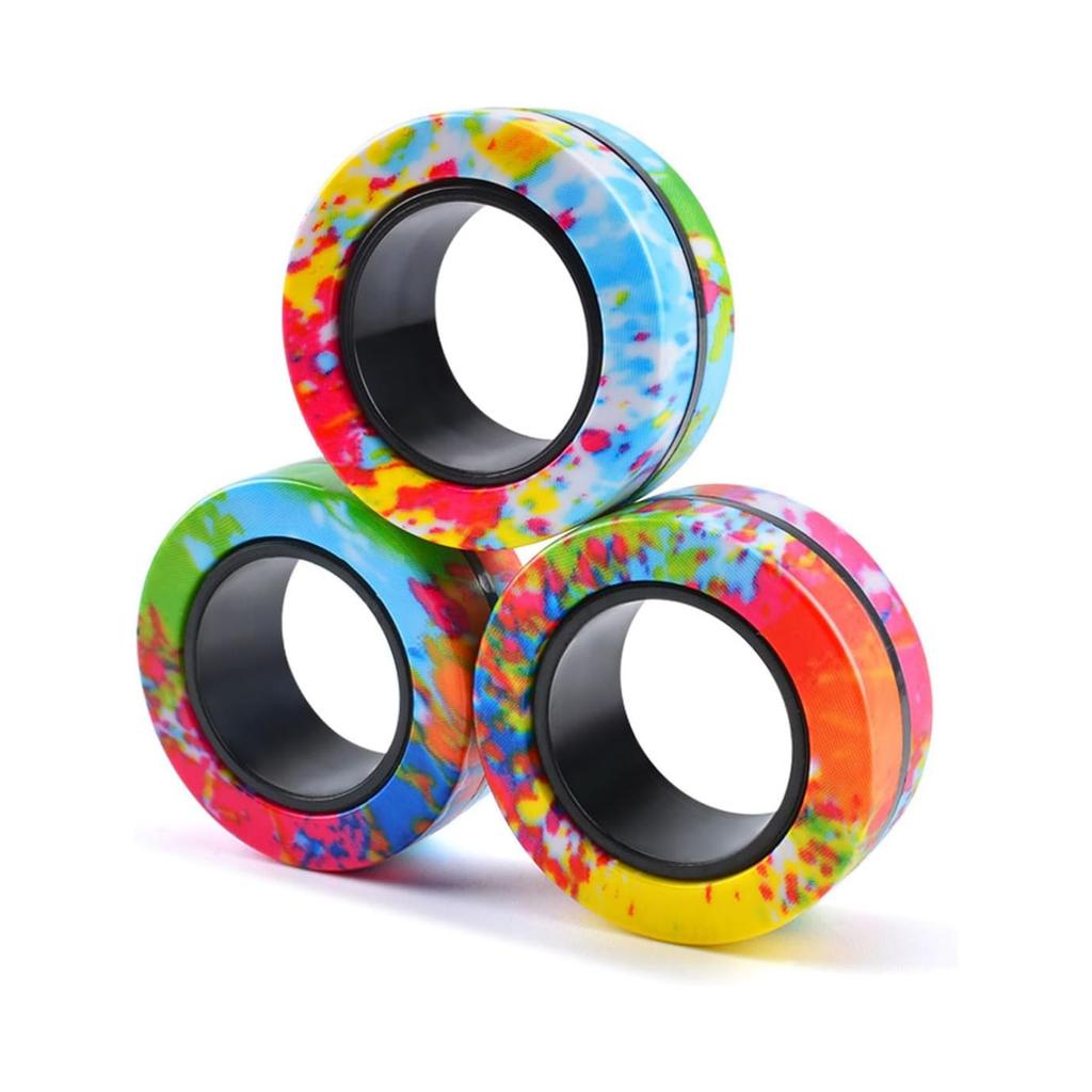 Magnetic Rings Fidget Toy, ADHD Anxiety Magnetic Finger Spinner Coolest Magnet Stress Relief Toy for Kids Adults Teen Gifts
