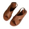 Women's Plus Size Cross Strap Flat Sandals, Wide Retro Casual Beach Slides