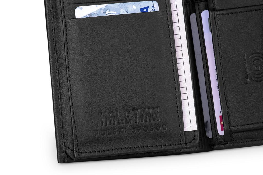 Men's Leather Wallet Kaletnik Szaniec Black Matte