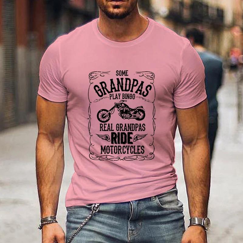 Grandpas Ride Motorcycles Print Men's T-shirts Father's Day Gift Short Sleeve Tops Tees Summer Harajuku Fashion O-Neck Tshirt