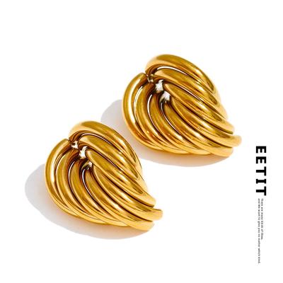 Casting Stainless Steel Geometric Stud Earrings 18K Gold PVD Plated Fashion Daily Statement Waterproof Jewelry Accessory