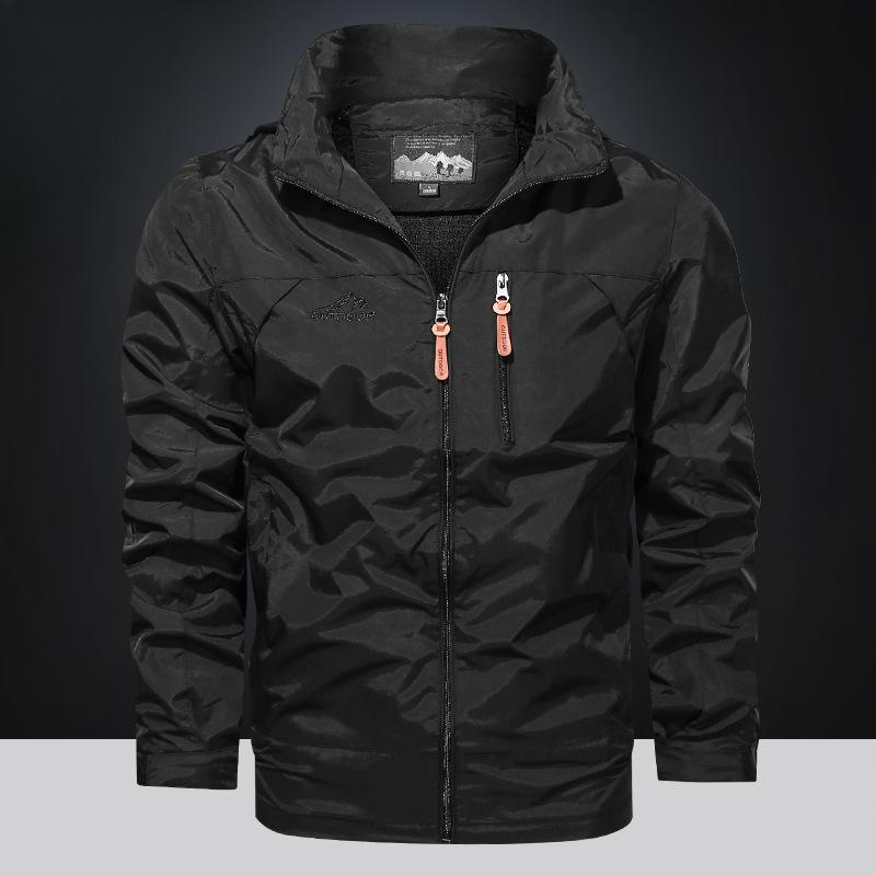 Spring and Autumn Large Size Jacket Men's Windproof and Waterproof Outdoor Hooded Jacket Men's Jacket