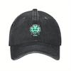 Cute Owo Clover St Patrick Day Baseball Cap Black Denim Adjustable Dad Hat Unisex Casual