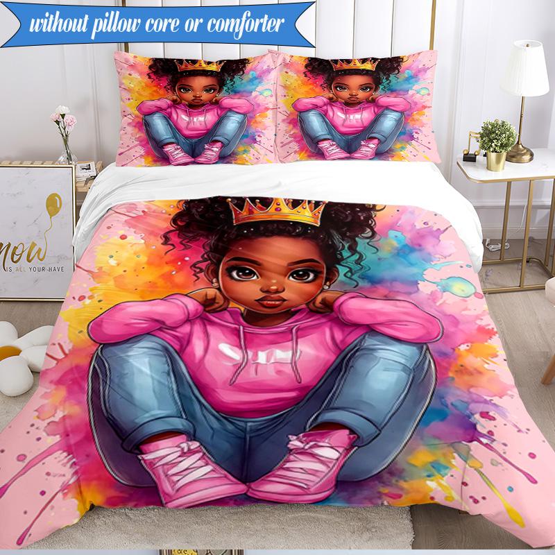 Black Princess Magic Celebration 3pcs K-pop music group Bedding set,Ideal for Bedroom, Dormitory,Including Duvet Cover And 2pcs Pillowcases,Fan gifts