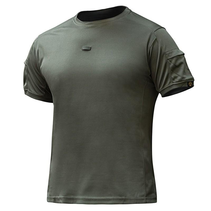 

Huanlong Round Collar 2nd Generation Quick-drying Short-sleeved Men s Outdoor Clothing With Pocket T-shirt Five-quarter Sleeves XXL зелений