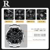 Men's Multi-Function Chronograph Watch with Stainless Steel Bracelet, 3 ATM Water Resistance, Date Display, Stylish and Simple Quartz Movement,