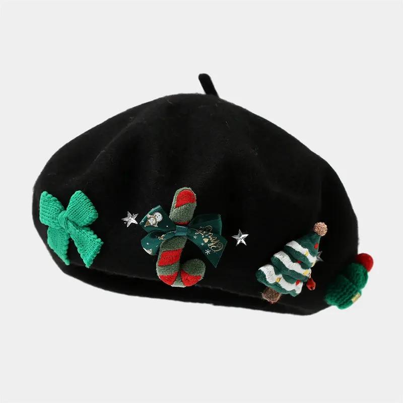 LDSLYJR Autumn Winter Cotton Cartoon Warm Beret Painter Hat Octagonal Hat Women and Girl 02
