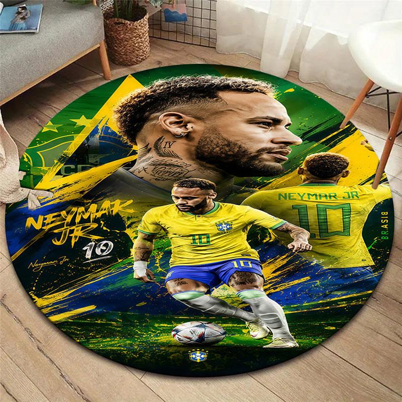Neymar Round Area Rug,Carpet Rug for Living Room Bedroom Sofa Playroom Decor,Non-slip Floor Mat