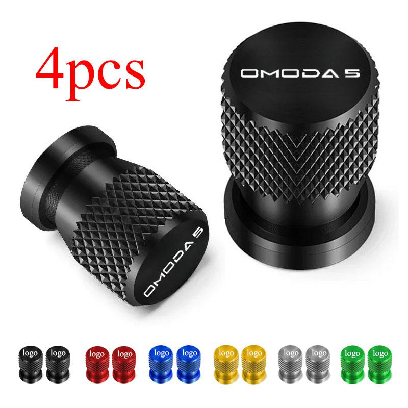 4Pcs Aluminum Styling Car Wheel Tire Valve Caps Dust Covers Rim For Chery Omoda C5 Crossover Omoda 5 FX 2022-2023 Accessories