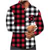 Men's Color Blocking Plaid Trendy Fashion Loose Drop Shoulder Lapel Long Sleeve Shirt