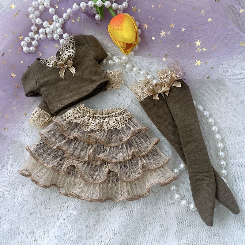 No Doll New 30/45/60cm Doll's Clothes for 1/3 1/4 1/6 Bjd Doll Brown Skirt Set Diy Girl Toys Dress Up Doll Accessories