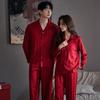 Couple’s Red Wedding Pajama Set Long Sleeve Top and Pants Newlywed Bridal Sleepwear