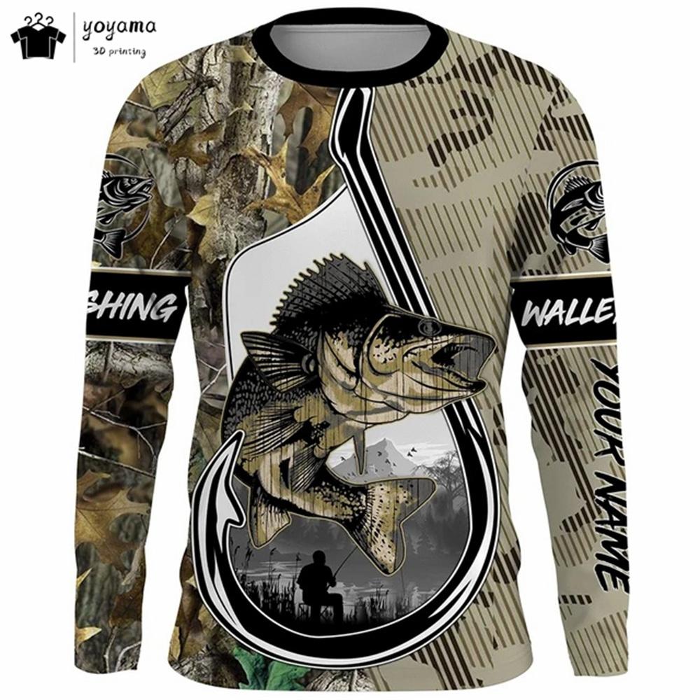 Classic Fish Print Graphic T shirts 3D Print Men's Clothing Street Casual T shirt Men Top Men's Long Sleeve T-shirt Mens Clothes